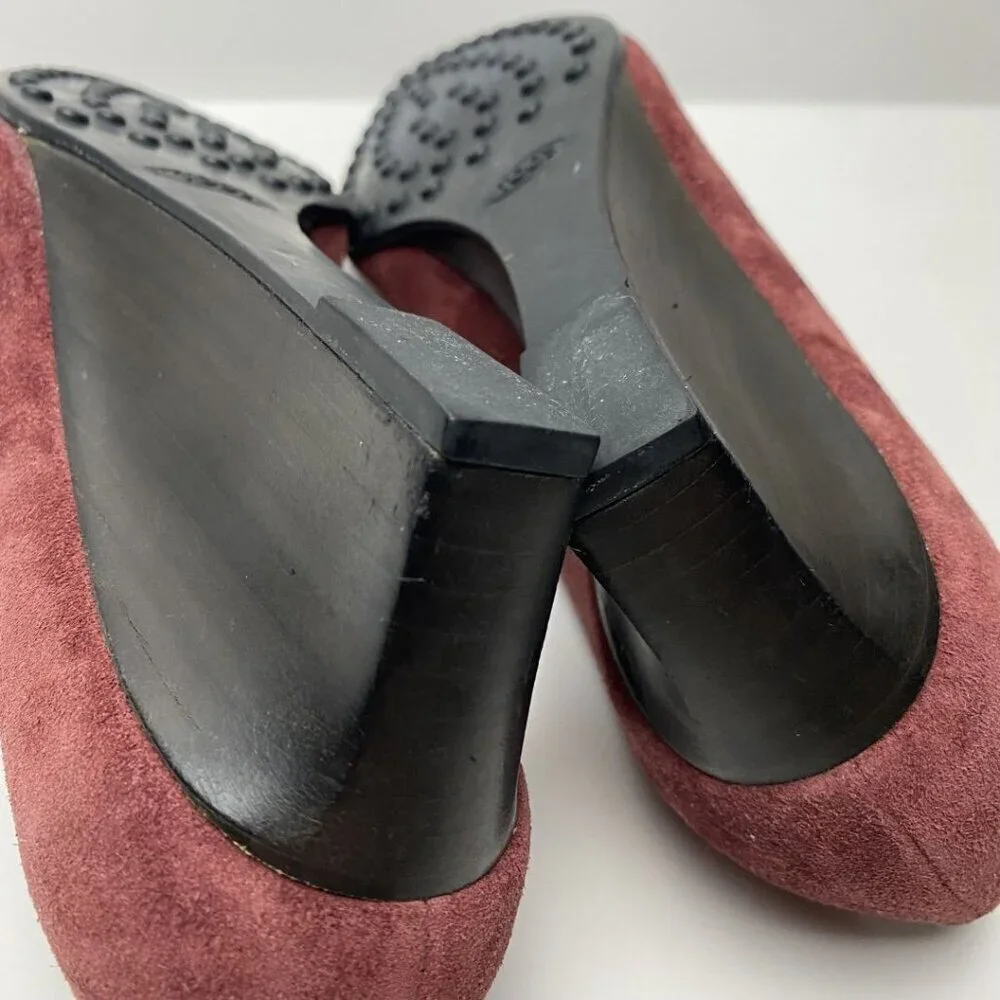 TOD’S Burgundy Suede Wedge Pumps Size 39